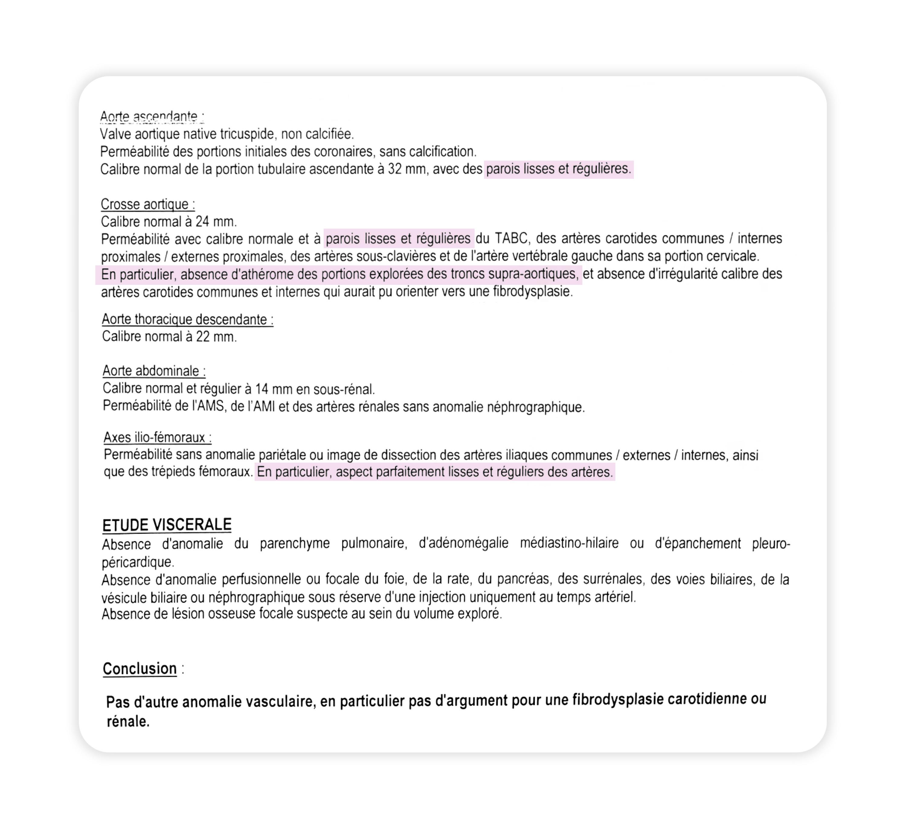 Conclusion de Scanner Aortique avec Injection de produit de contraste