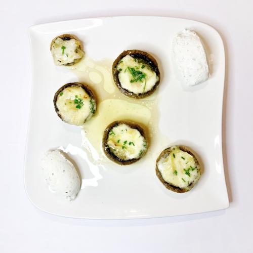 Champignons farcis au Reblochon, Cœur fondant de Beurre | Nuages de Mme Loïc aux fines herbes